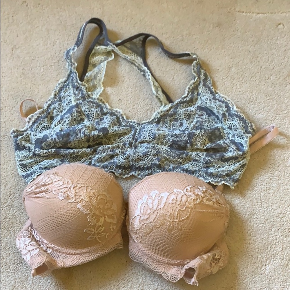 Lace bralette and bra